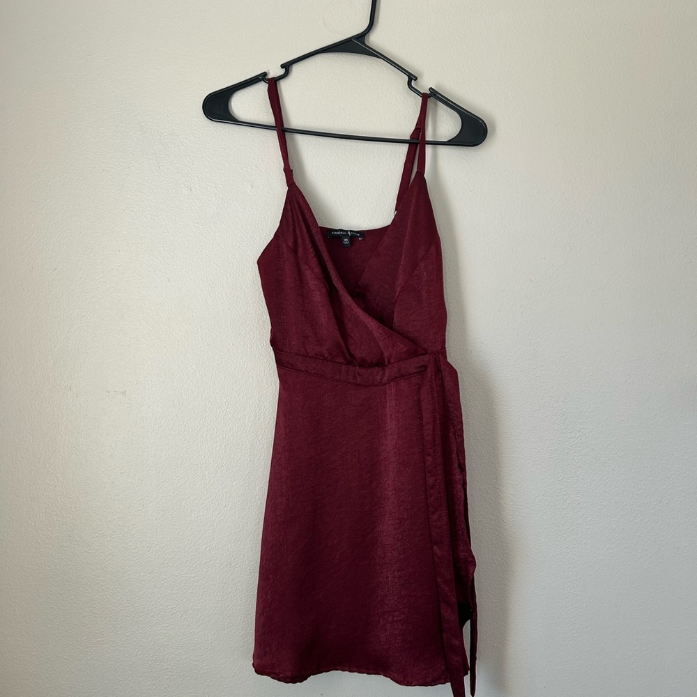 Kendall & Kylie Burgundy Wrap Mini Dress